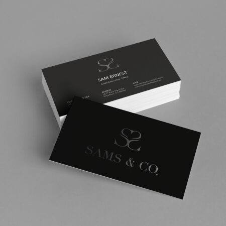 business cards on gray background